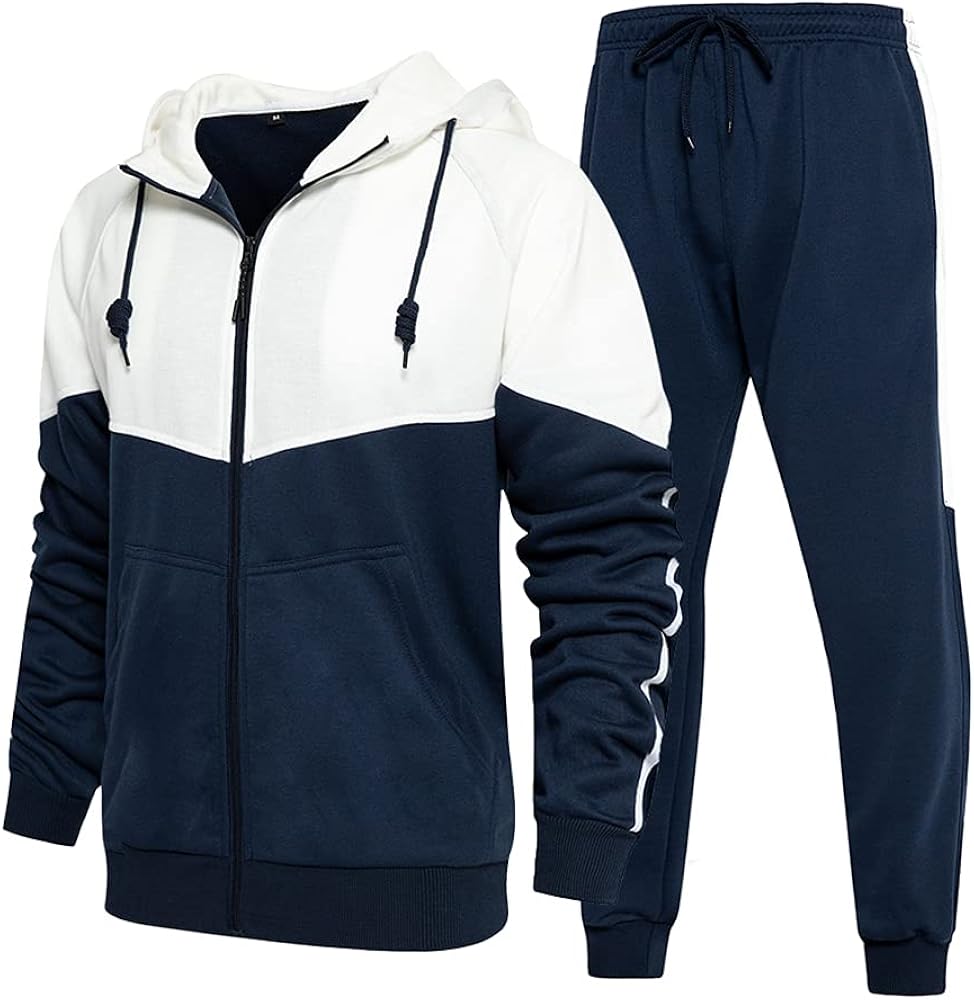 MANLUODANNI Men's Casual Tracksuit Long Sleeve Full-Zip Running Jogging Sports Jacket and Pants