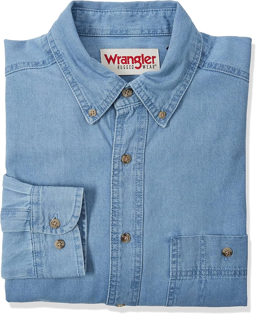 Wrangler Mens Denim Button Down Shirt