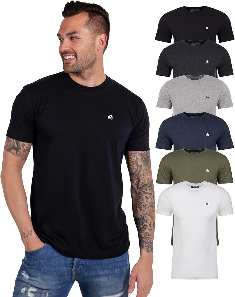 INTO THE AM Mens T Shirt with Logo - Short Sleeve Crew Neck Soft Fitted Tees S - 4XL Fresh Classic Basic Tshirts