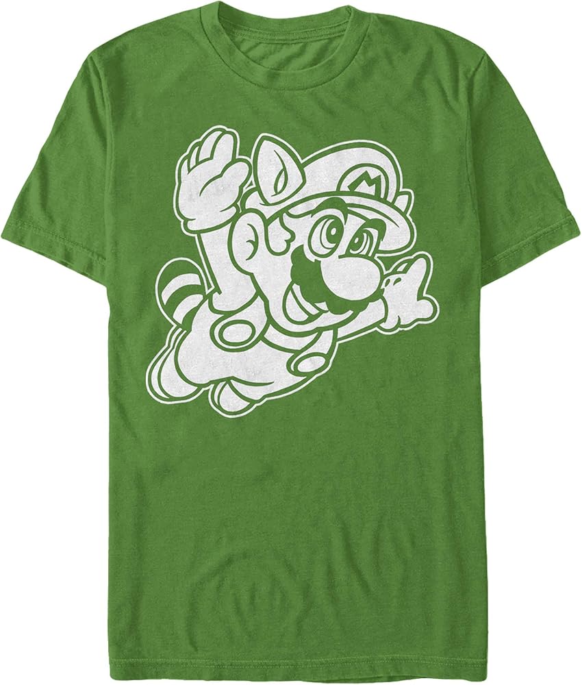 Nintendo Men's Super Mario 3 Raccoon Fly Line Art T-Shirt