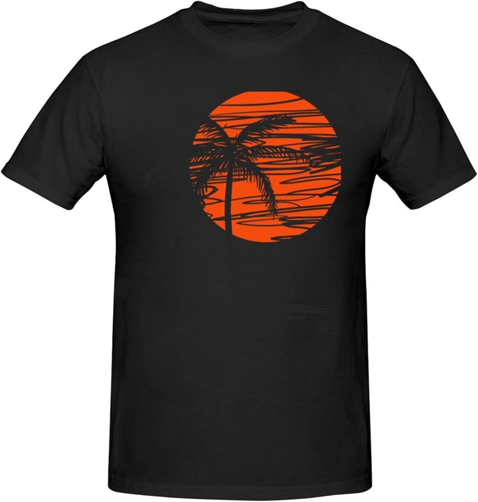 Palm Tree Shirts for Men, Sunset Beach Hawaiian Summer Vacation Short Sleeve T-Shirt S-3XL