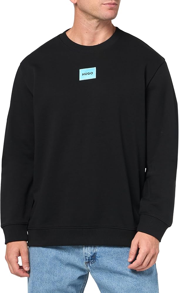 HUGO Men's Regular Fit Square Logo Jersey Sweatshirt