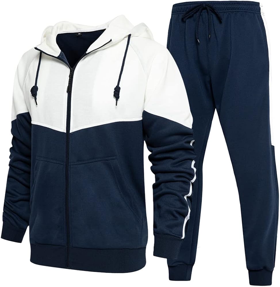 DUOFIER Men's Tracksuit Jogging Sweat Suits 2 Piece Casual Outfit Athletic Suit Set