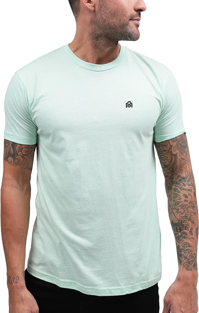 INTO THE AM Mens T Shirt with Logo - Short Sleeve Crew Neck Soft Fitted Tees S - 4XL Fresh Classic Basic Tshirts