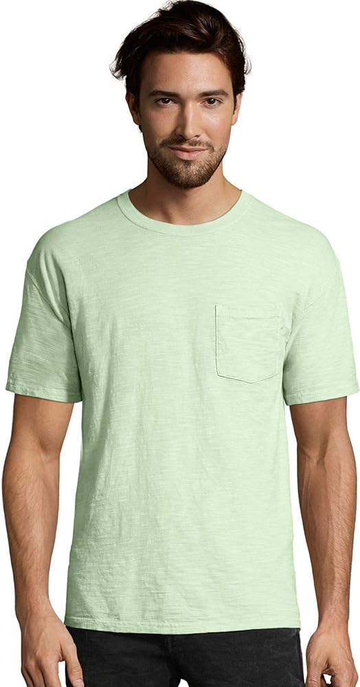 Hanes Men's 1901 Heritage Dyed Short Sleeve Crew Neck Pocket Tee (5A59D GRTDYE)