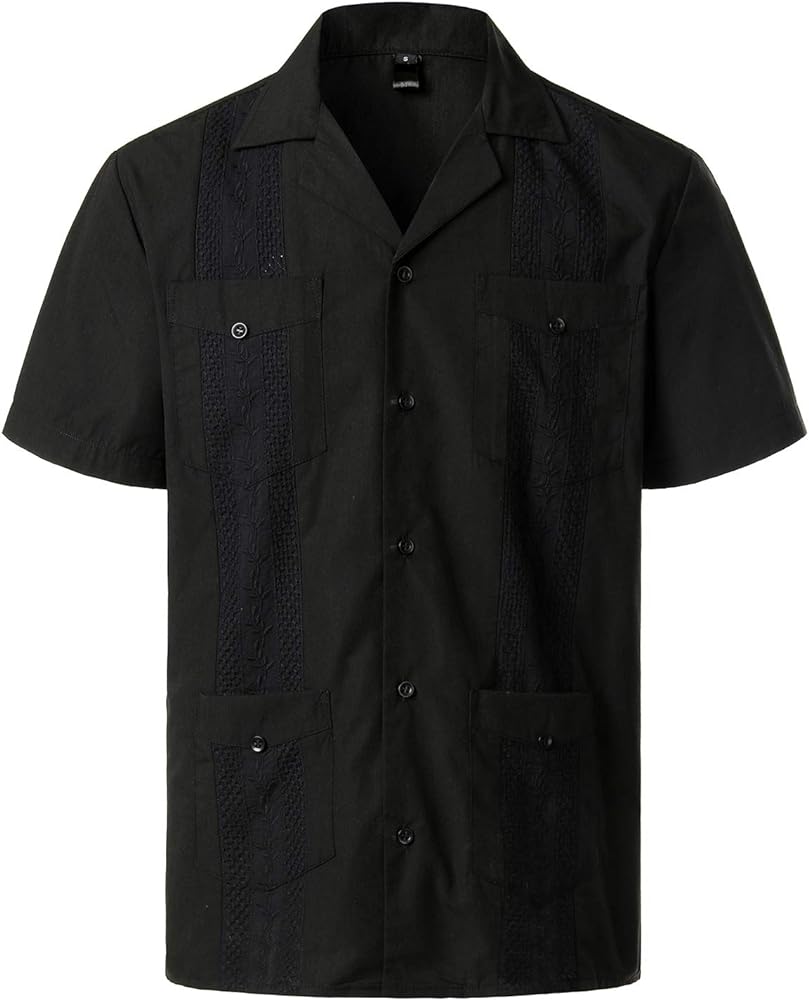 VATPAVE Mens Short Sleeve Button Down Cuban Guayabera Shirts