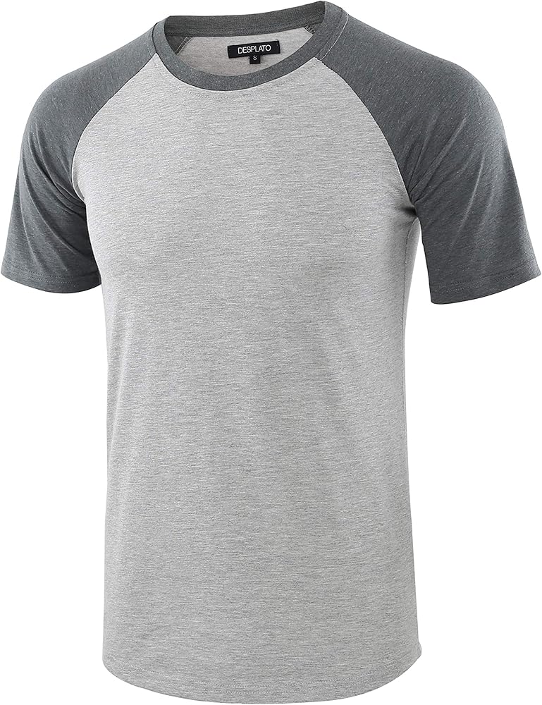 Mens Casual Basic Vintage Active Short/Long Raglan Sleeve Crew Neck Running Hiking T Shirt