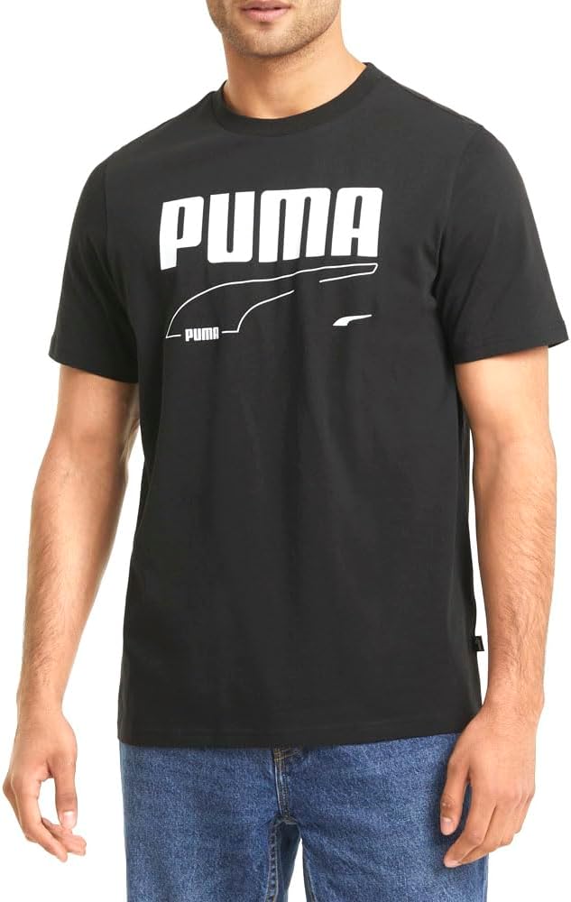 Puma Mens Logo Crew Neck Short Sleeve Bt Athletic Tops Casual - Black