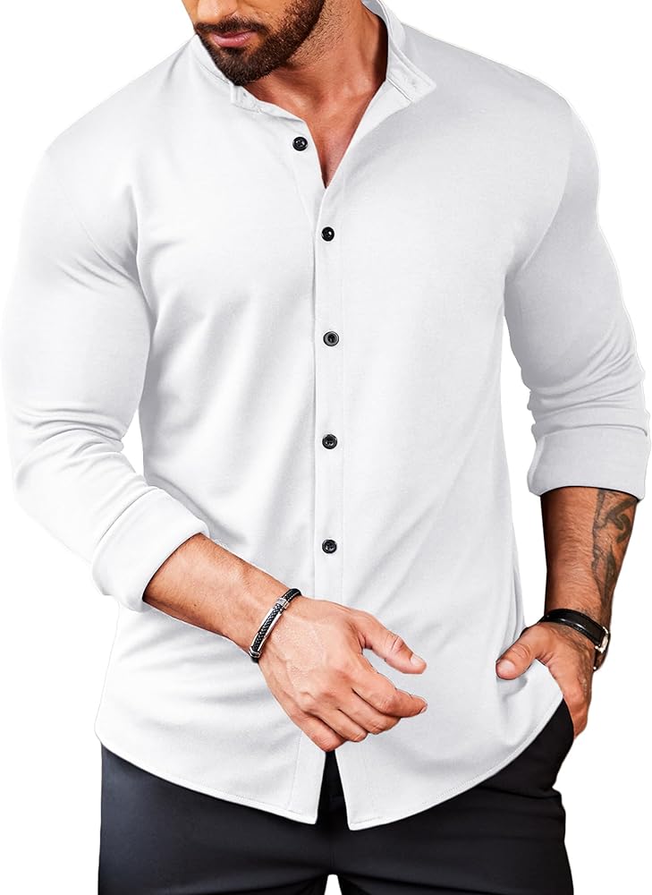 COOFANDY Mens Muscle Fit Dress Shirts Wrinkle Free Long Sleeve Casual Button Down Shirts