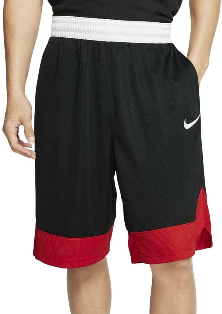 Nike Dry Men's Dri-Fit Elite Basketball Shorts (Black/White/Red, Large)