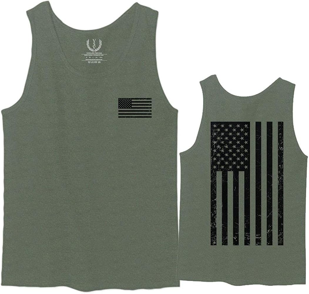 Vintage American Flag United States of America Military Army Marine us Navy USA men's Tank Top