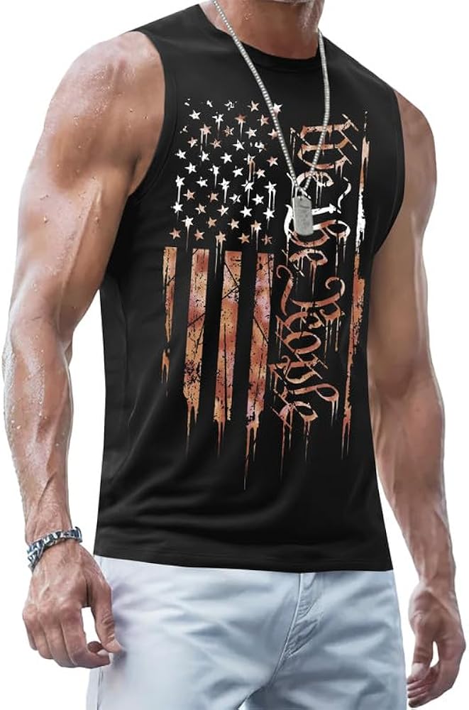 Men's Muscle Tank Tops 1776 Sleeveless T Shirts We The People Graphic Gym Workout USA Shirt (S-3XL)