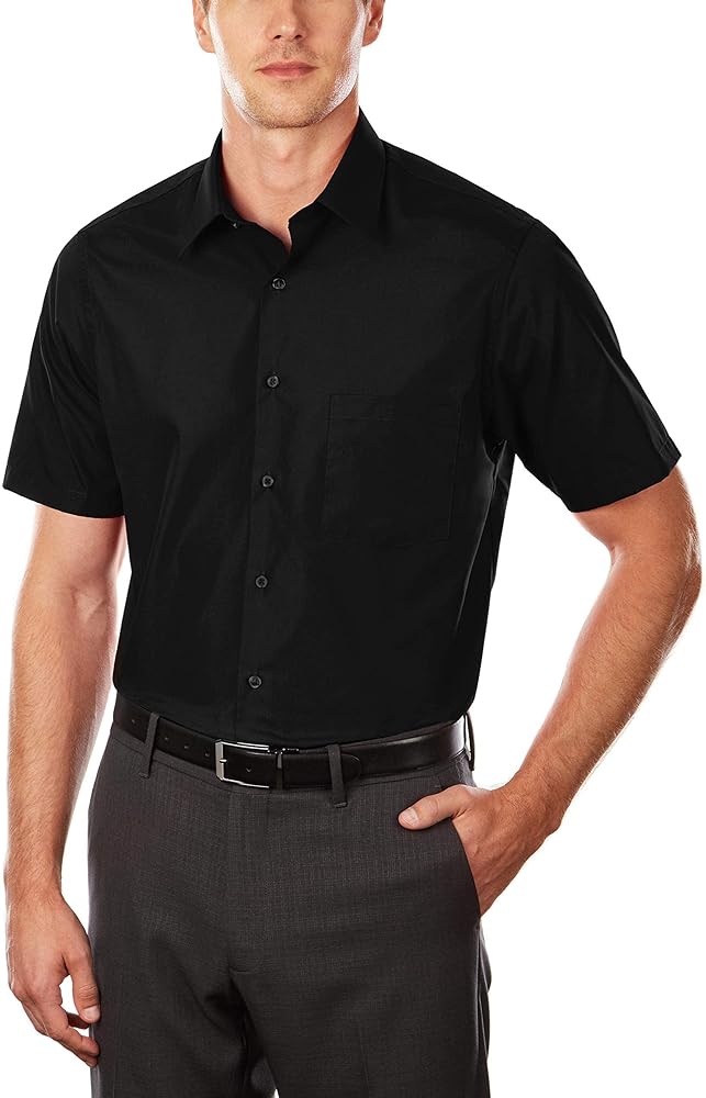 Van Heusen Mens Tall Fit Short Sleeve Dress Shirts Poplin Solid (Big And Tall)