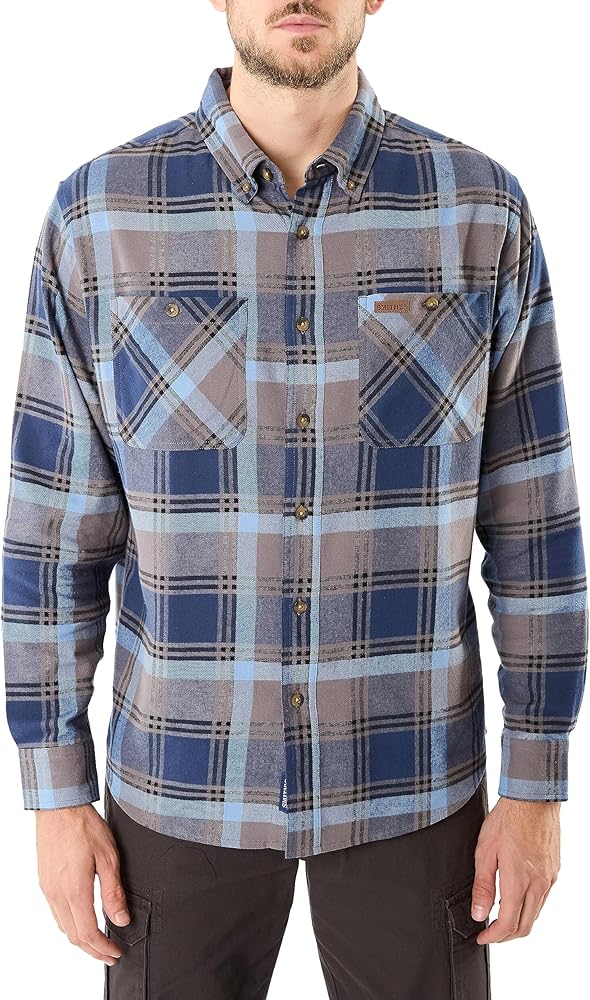 Smith's Workwear Men's Two-Pocket Button Down Flannel Shirt