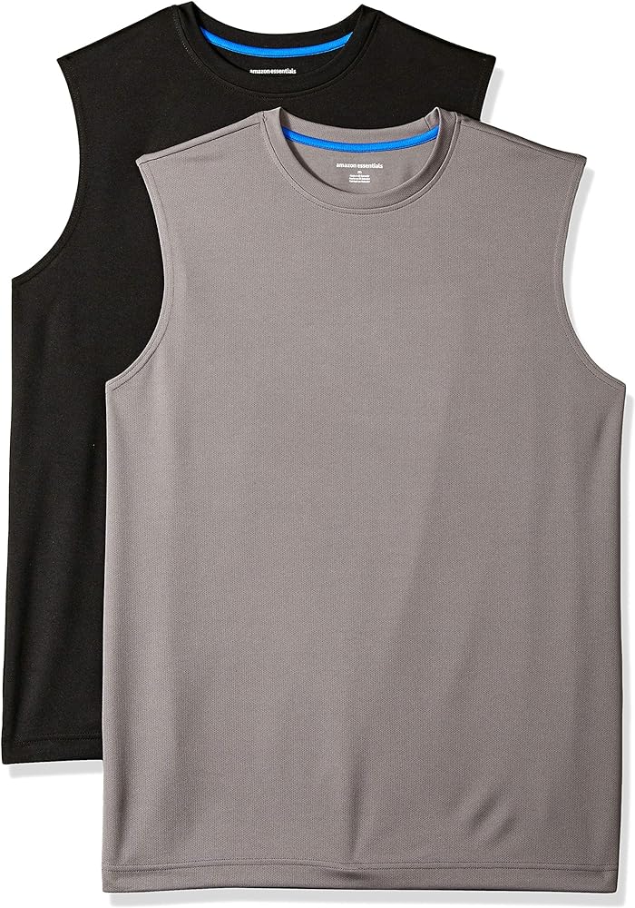 Amazon Essentials Men's Active Performance Tech Muscle Tank, Pack of 2