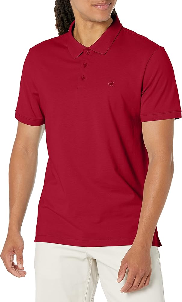 Calvin Klein Men's Smooth Cotton Monogram Logo Polo Shirt