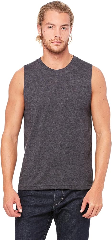 Bella Canvas Men's Jersey Muscle Tank, Medium, DK Grey HTHR