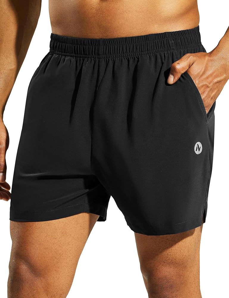 Men's 5’’ Athletic Running Shorts with Pockets, Lightweight Quick Dry Gym Workout Training No Liner Shorts