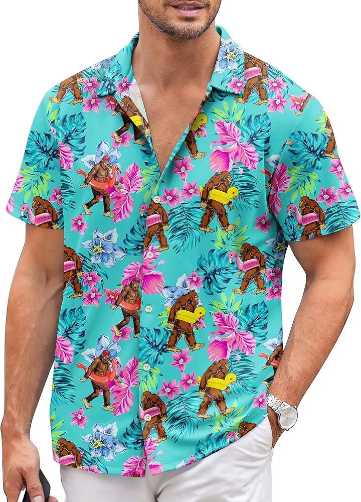 Men's Hawaiian Shirt Short Sleeve Casual Button Down Summer Tropical Beach Vacation Funny Shirts for Men