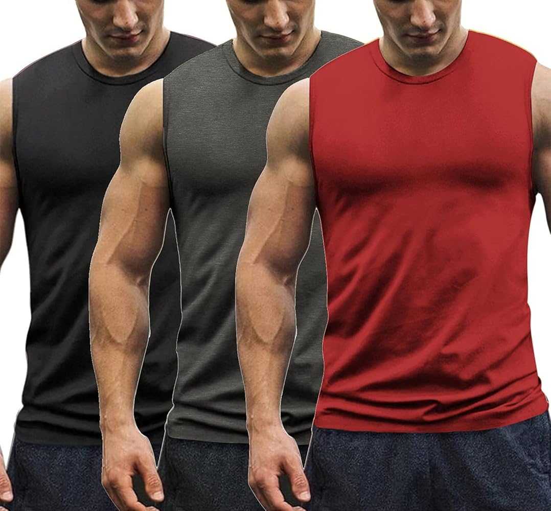 COOFANDY Men's 3 Pack Workout Tank Tops Gym Muscle Tee Bodybuilding Fitness Sleeveless T Shirts