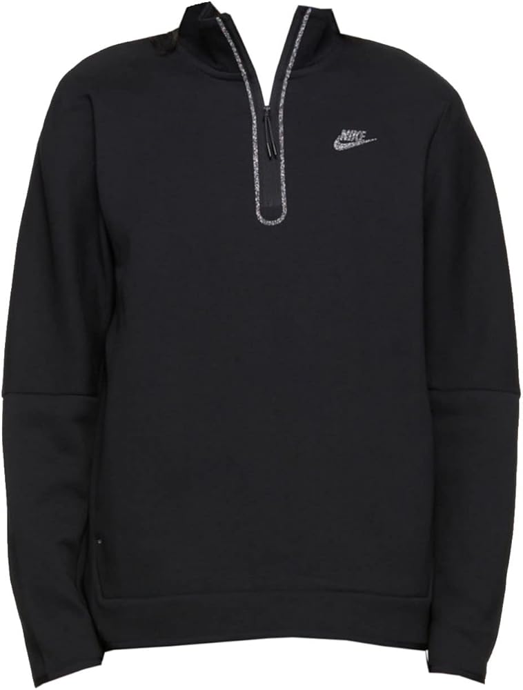 Nike Men's Solid Black Sportswear Half-Zip Sweatshirt Activewear (as1, alpha, l, regular, regular, L)