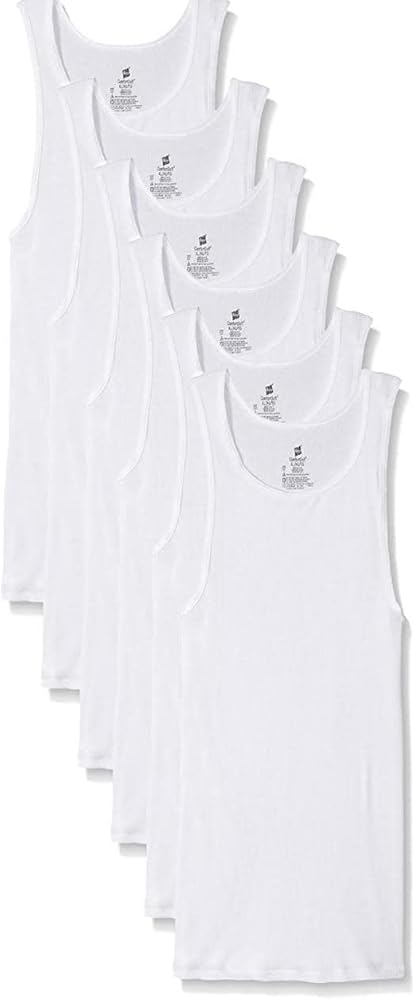 Hanes Men's 6-Pack White Tagless A-Shirts Tanks Tank Tops Undershirts