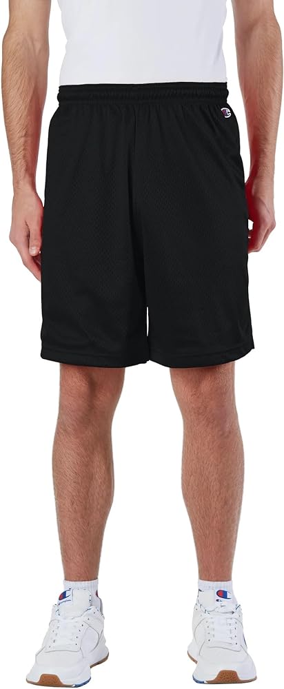 Champion Men's Polyester Mesh 9" Athletic Shorts Without Pockets, Black, X-Large