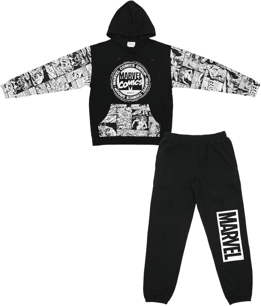 Bioworld Men's Adult Marvel Comics Hoodie and Sweatpant Set Active Wear Combo- Superhero-Inspired Comfort