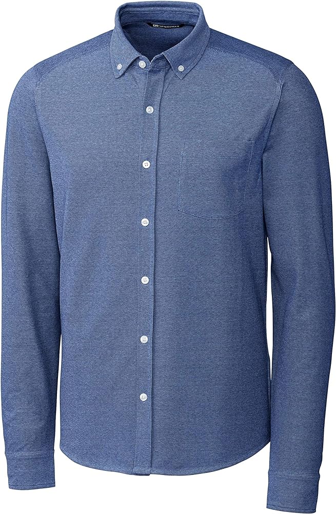 Cutter & Buck Men's Big & Tall Long Sleeve Button Front Reach Oxford