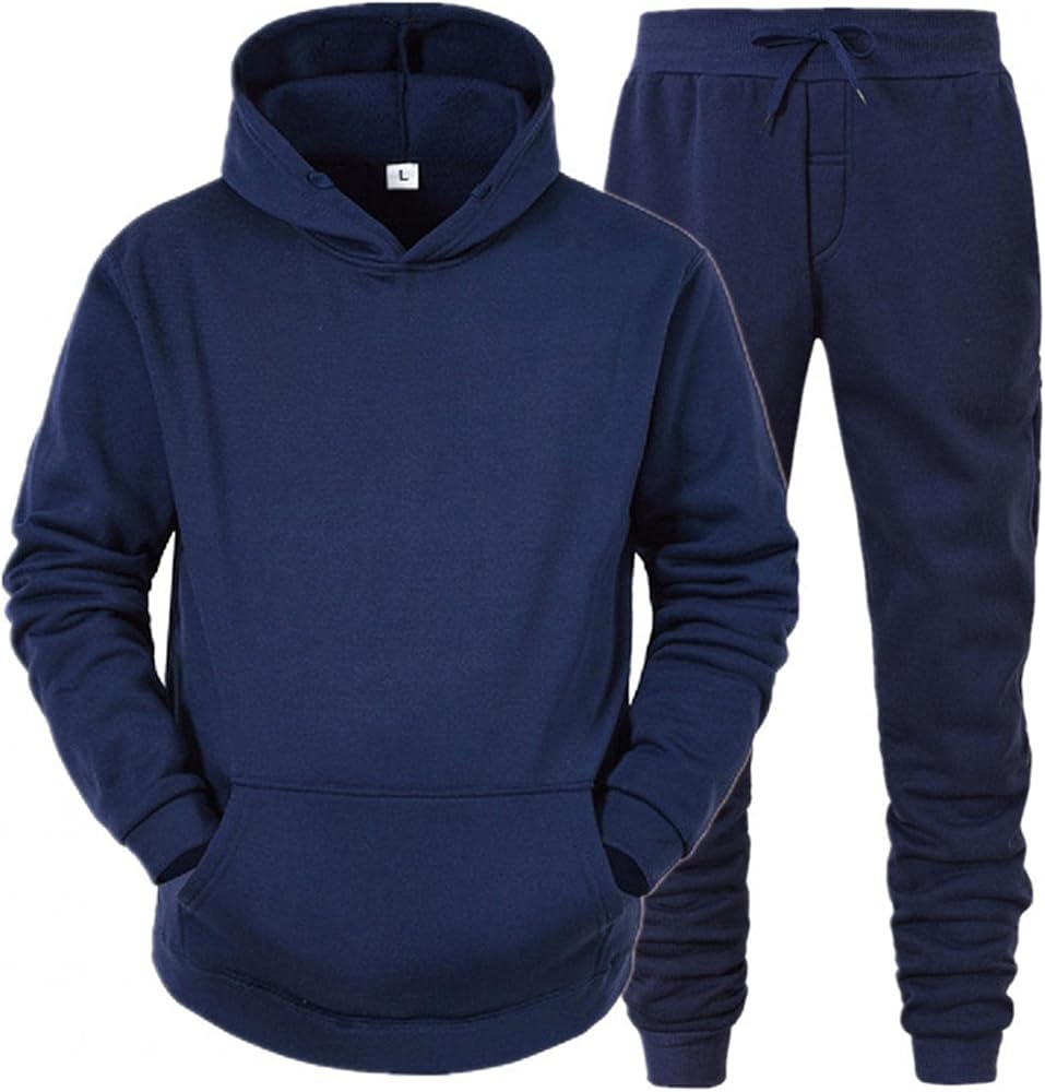 Mens Tracksuit 2 Piece Hoodie,Solid Jogging Activewear With Long Sleeve Pullover Hoodies Casual Sweatsuit Sets for Men