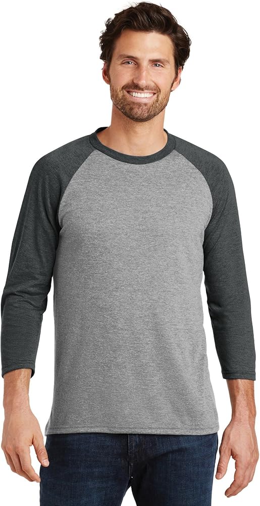 District Made?DM136 Mens Perfect Tri?3/4 Sleeve Raglan