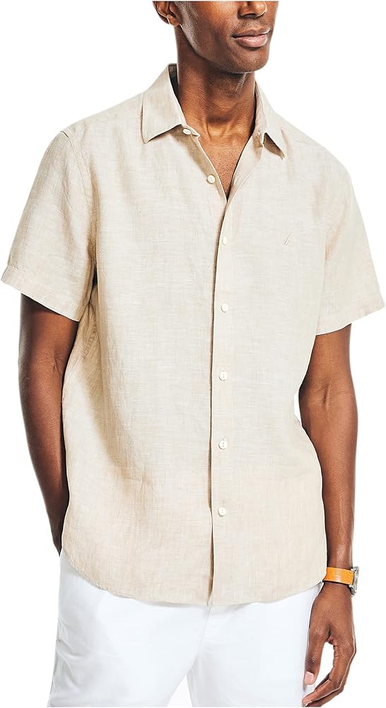 Nautica Men's Sustainably Crafted Linen Short-Sleeve Shirt