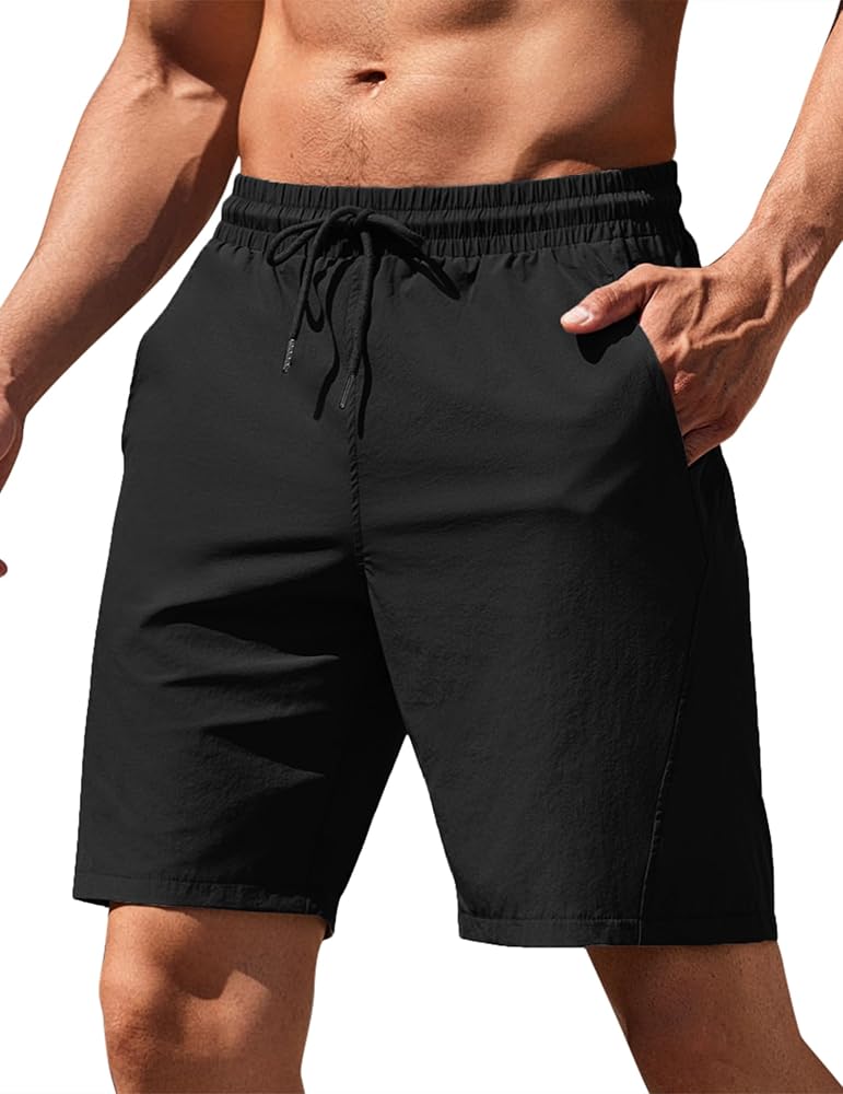 COOFANDY Men's Running Athletic Shorts 9" Gym Workout Lightweight Elastic Waist Sports Shorts