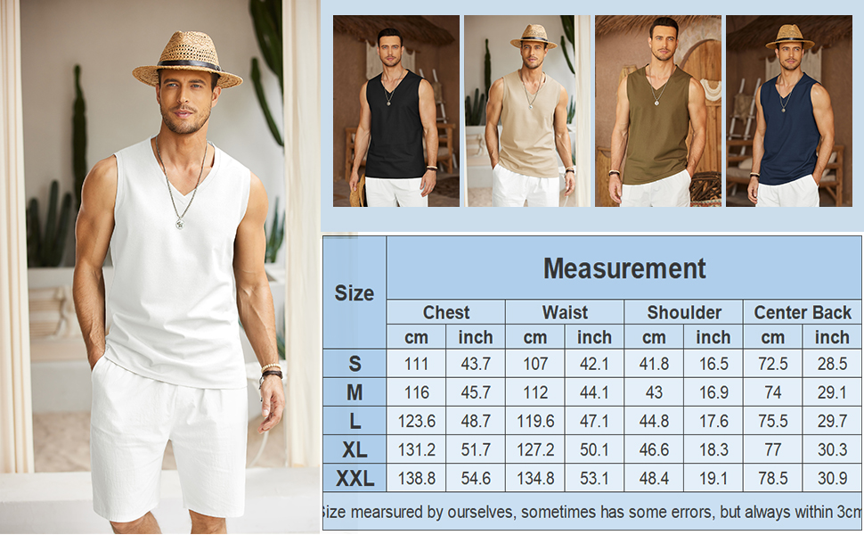 men linen summer tank top