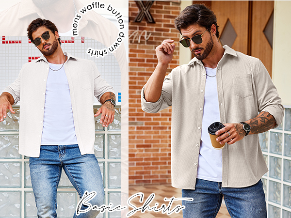 mens causal button down shirts