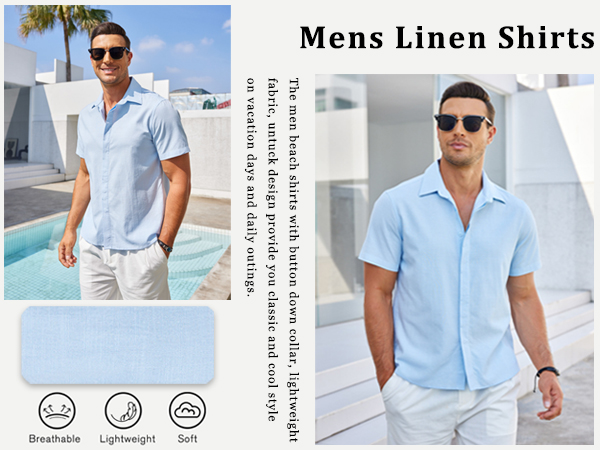 mens linen shirt short sleeve