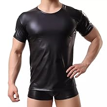 Shiny matte leather T-shirt