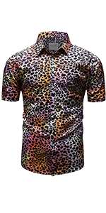 Mens Short Sleeve Shirt for Club Rock Party 