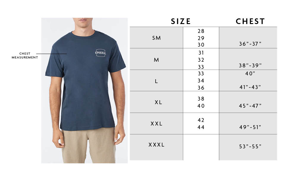 Mens Graphic Tee Size Chart