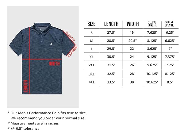 INTO THE AM Polo Shirts for Men Size Chart