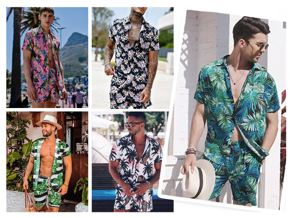 COOFANDY Men''s Hawaiian Set Casual Floral Print Shirt Summer Shirt and Shorts