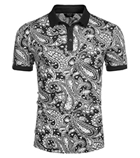 mens short sleeve print polo shirts