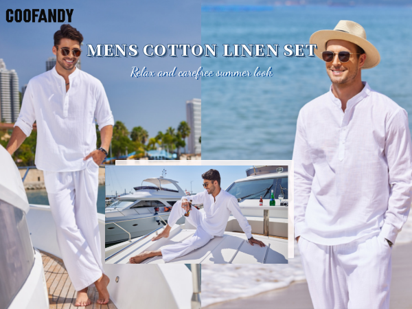 men''s 2 piece linen sets