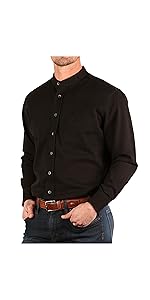 mens collarless dress shirt black 1-2 ratio