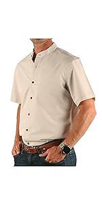 mens-collarless-short-sleeve-dress-shirt-stone