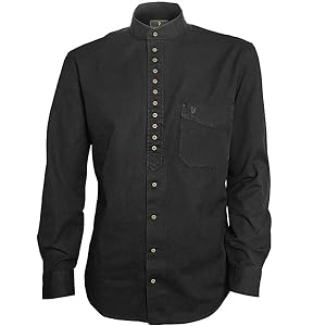 black grandfather colllarless shirt