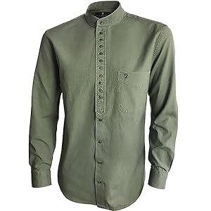 green olive grandfather shirt