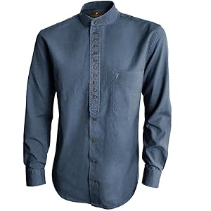 blue deep grandfather collarless shirt