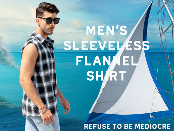 Sleeveless Flannel Shirt Men Sleeveless Plaid Shirt Men