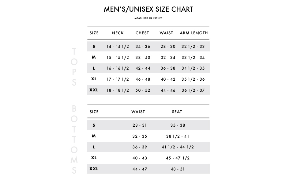 mens sizes